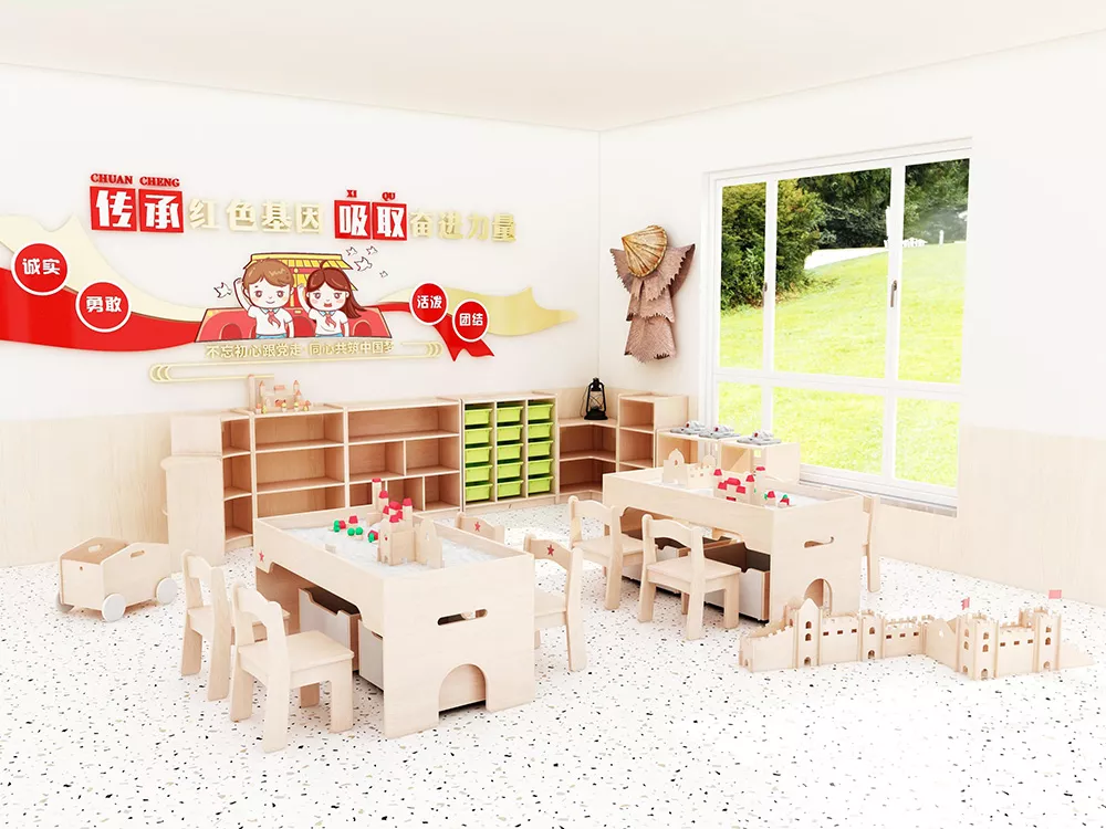 Red educational construction area corner